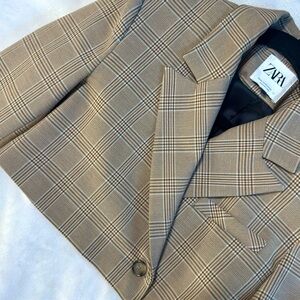Zara Women’s Cropped Plaid Blazer XS